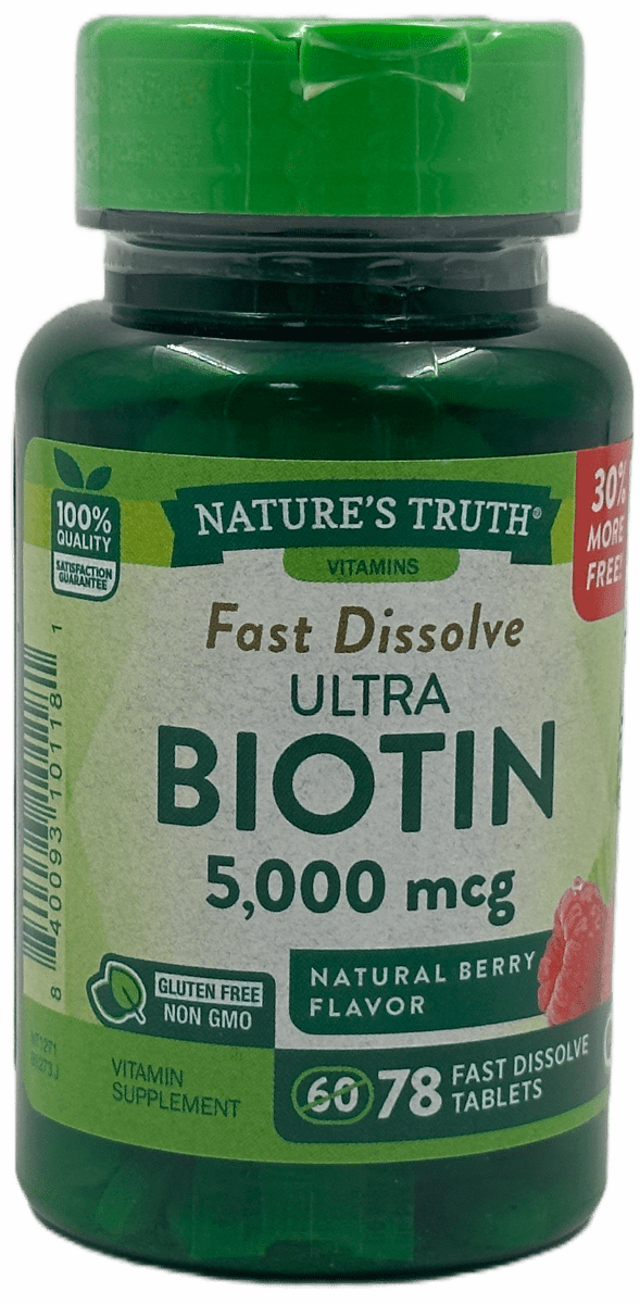 Nature's Truth Ultra Biotin 5,000 mcg Tablets - Natural Berry Flavor - 78 Ct