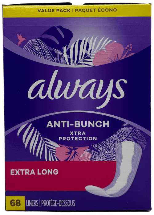 Always Anti-Bunch Xtra Protection - Extra Long Liners - 68 Ct