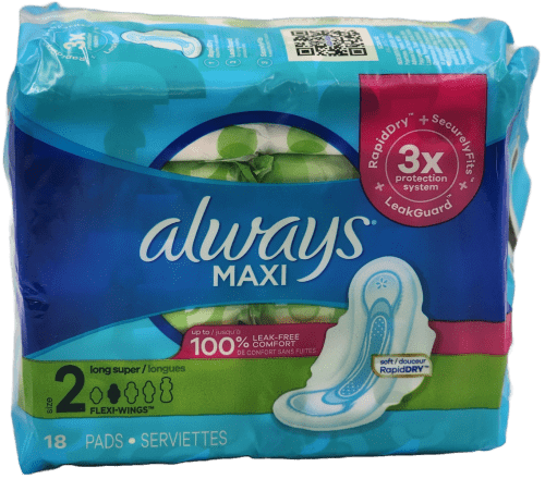 Always Maxi - Long Pads Size 2 - Rapid Dry - 18 Ct