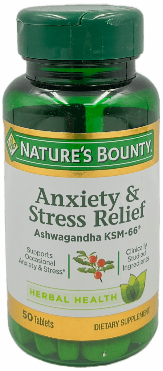 Nature's Bounty Anxiety and Stress Relief- Ashwagandha KSM 66 Tablets - 50 Ct