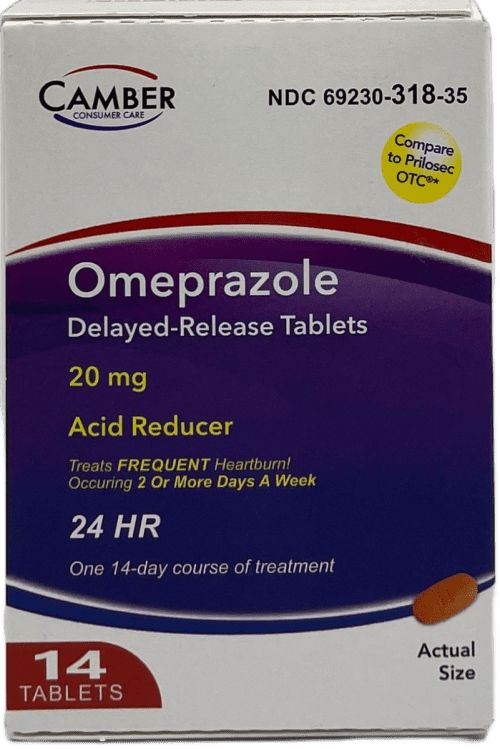 Camber Omeprazole 20mg: 14-Day Heartburn Relief