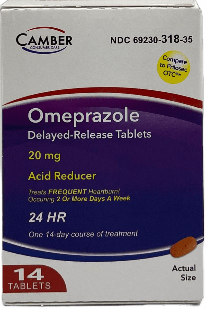 Camber Omeprazole 20mg: 14-Day Heartburn Relief