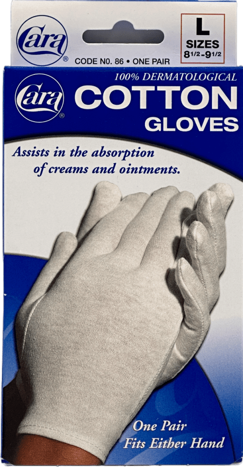 Cara - 100% Dermatological Cotton Gloves - L Size - One Pair