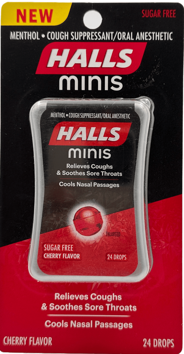 Halls Minis Sugar Free Cherry: 24 Drops of Soothing Relief