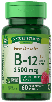 Nature's Truth Fast Dissolve B-12 plus Folic Acid 2,500 mcg Natural Berry Flavor - 60 Tablets