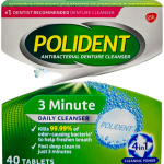 Polident 3 Minute Antibacterial Denture Cleanser Tablets - 40 Ct