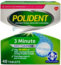 Polident 3 Minute Antibacterial Denture Cleanser Tablets - 40 Ct