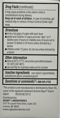products rugby aspirin pain reliever 325 mg 100 tablets 4